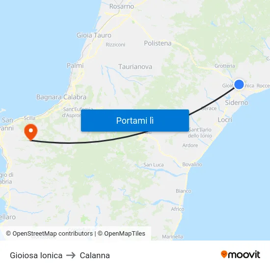 Gioiosa Ionica to Calanna map