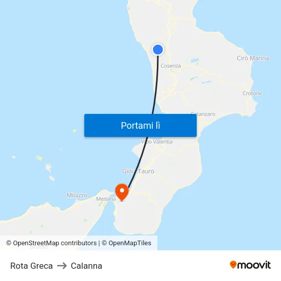 Rota Greca to Calanna map