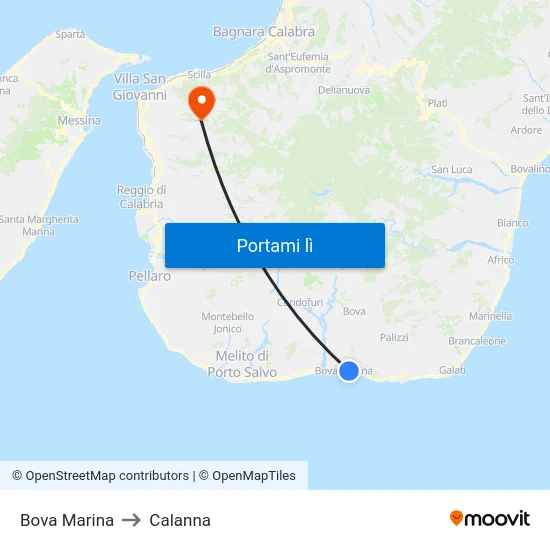 Bova Marina to Calanna map