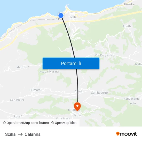 Scilla to Calanna map