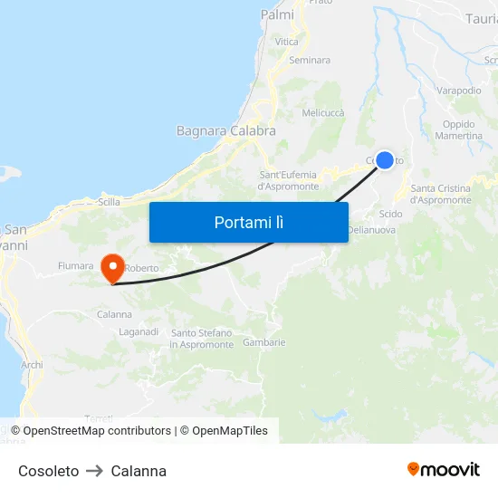 Cosoleto to Calanna map