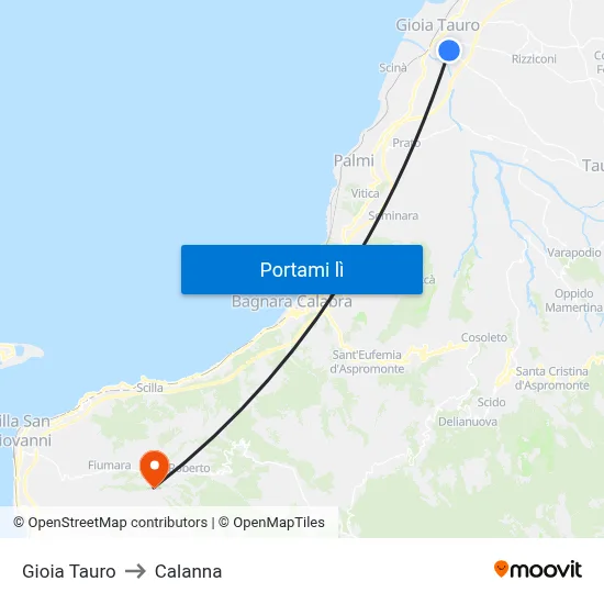 Gioia Tauro to Calanna map