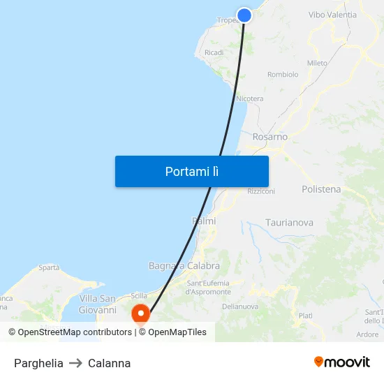 Parghelia to Calanna map