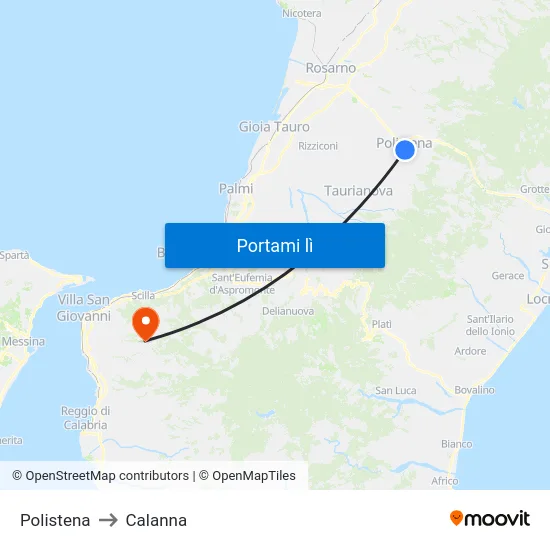 Polistena to Calanna map