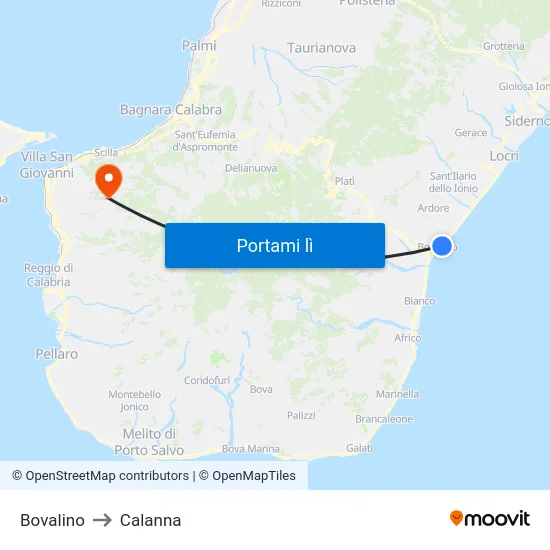 Bovalino to Calanna map