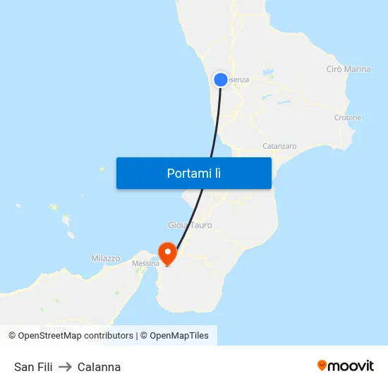 San Fili to Calanna map