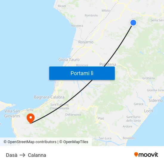Dasà to Calanna map