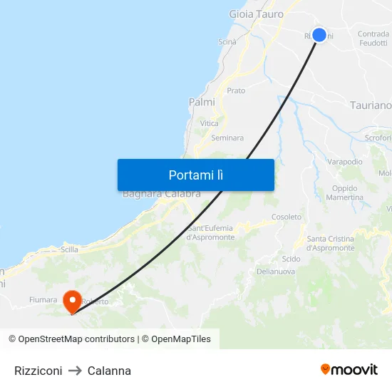Rizziconi to Calanna map