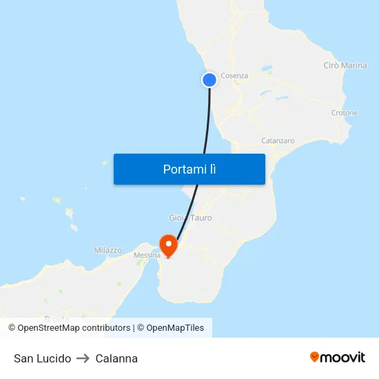 San Lucido to Calanna map