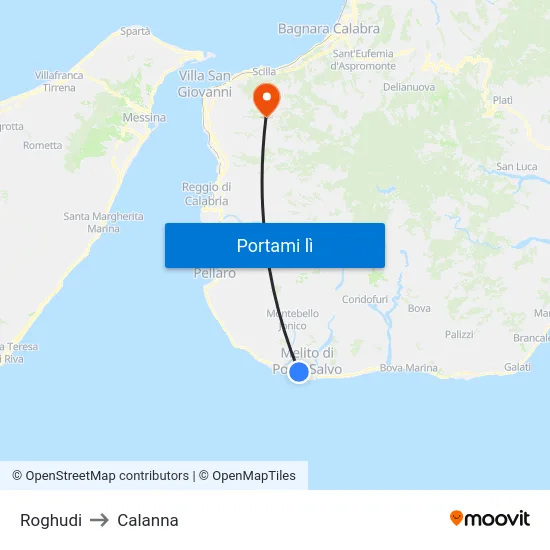 Roghudi to Calanna map