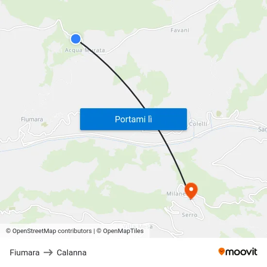 Fiumara to Calanna map