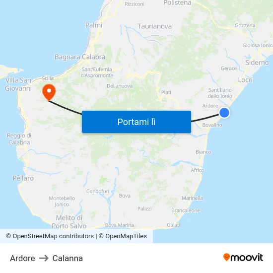 Ardore to Calanna map