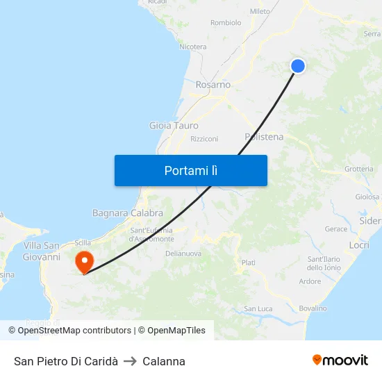 San Pietro Di Caridà to Calanna map