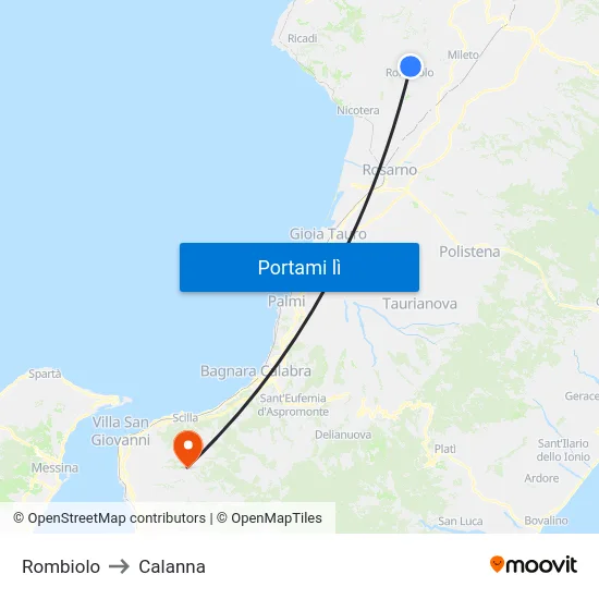 Rombiolo to Calanna map