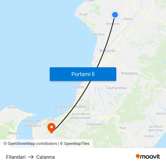 Filandari to Calanna map