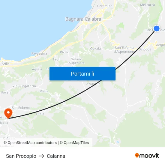 San Procopio to Calanna map