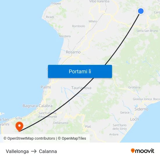 Vallelonga to Calanna map