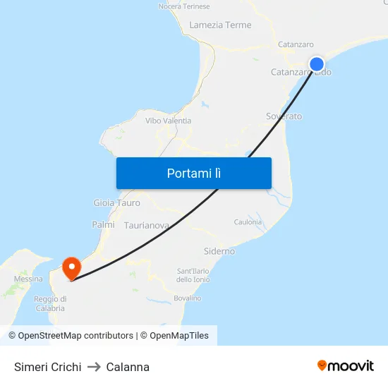 Simeri Crichi to Calanna map