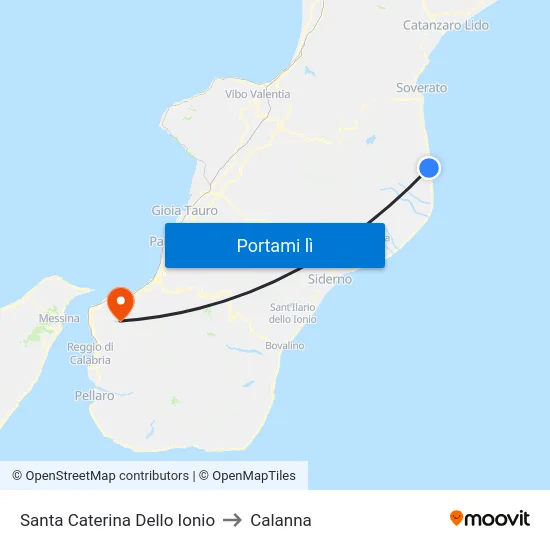 Santa Caterina Dello Ionio to Calanna map