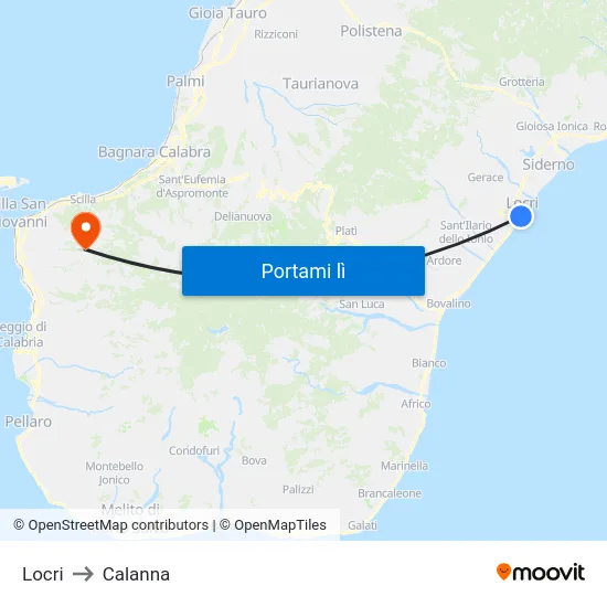 Locri to Calanna map