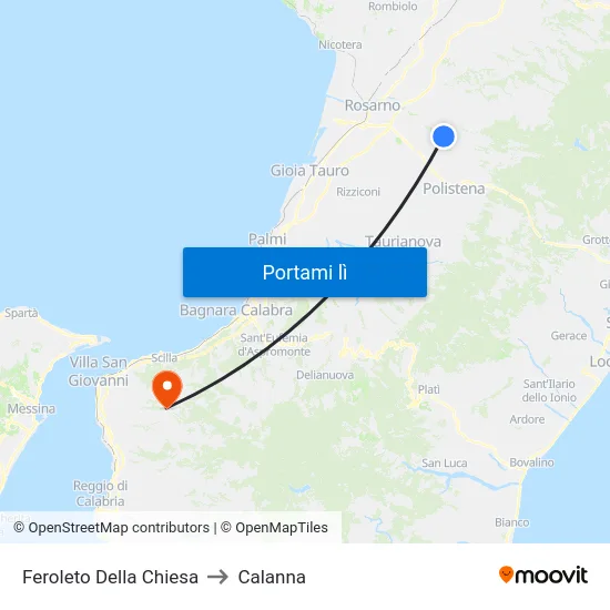 Feroleto Della Chiesa to Calanna map
