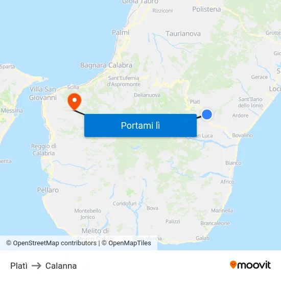 Platì to Calanna map
