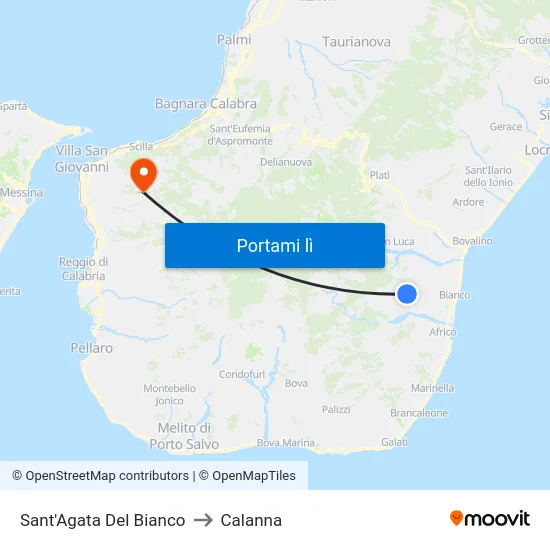 Sant'Agata Del Bianco to Calanna map