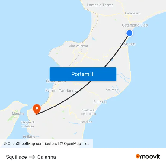 Squillace to Calanna map