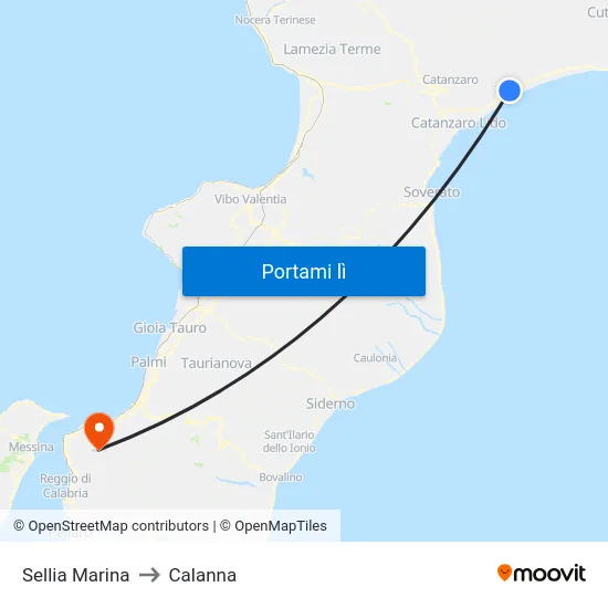 Sellia Marina to Calanna map