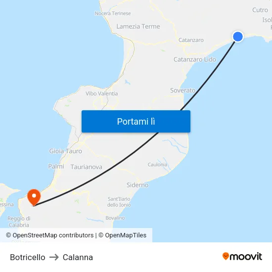 Botricello to Calanna map