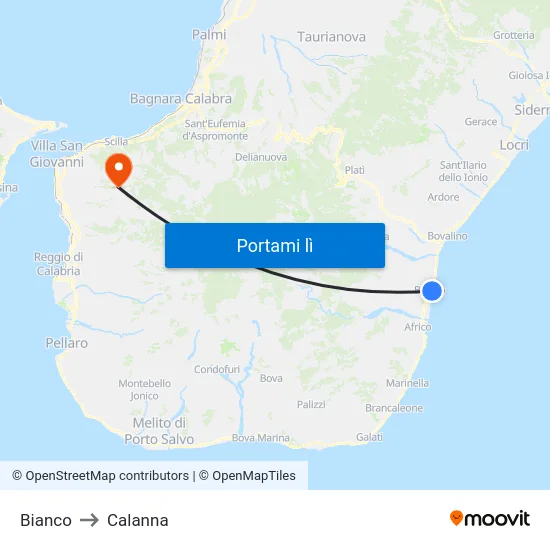 Bianco to Calanna map