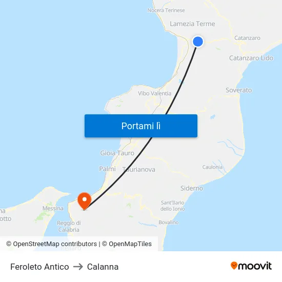 Feroleto Antico to Calanna map