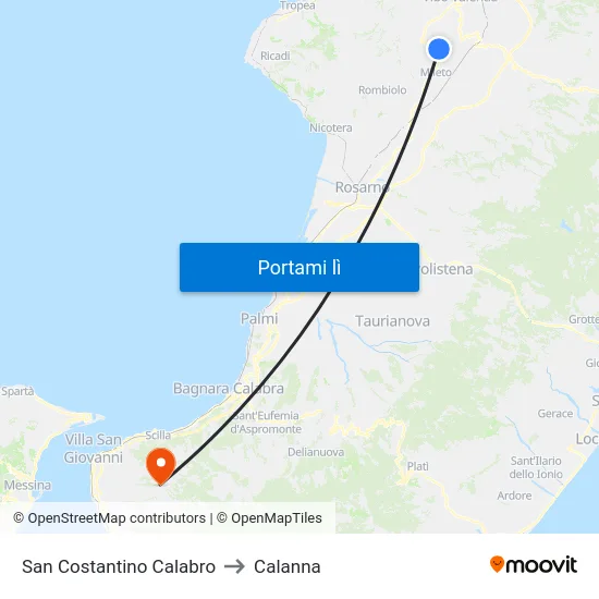 San Costantino Calabro to Calanna map