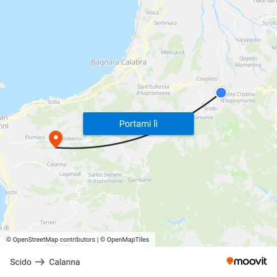 Scido to Calanna map