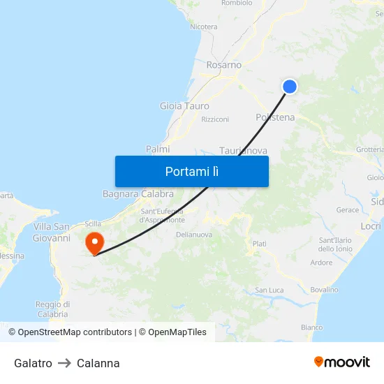 Galatro to Calanna map