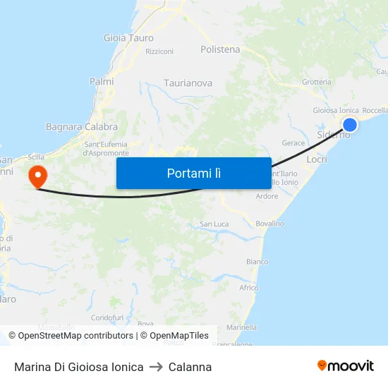 Marina Di Gioiosa Ionica to Calanna map
