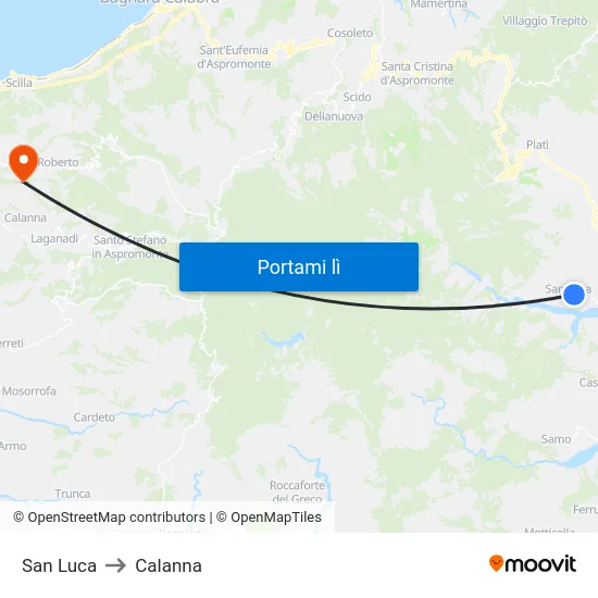 San Luca to Calanna map