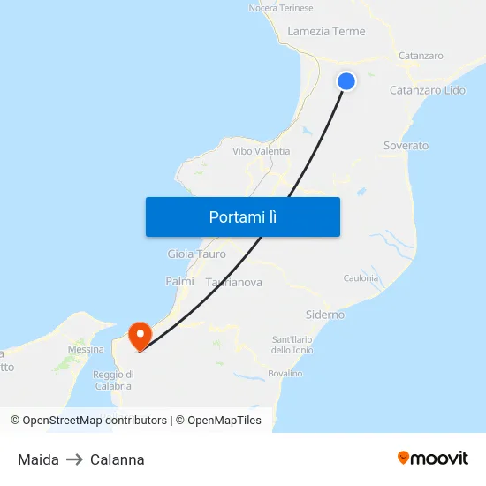 Maida to Calanna map