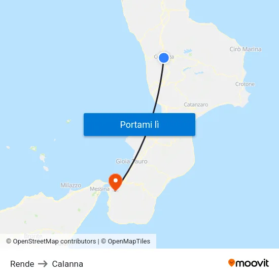 Rende to Calanna map