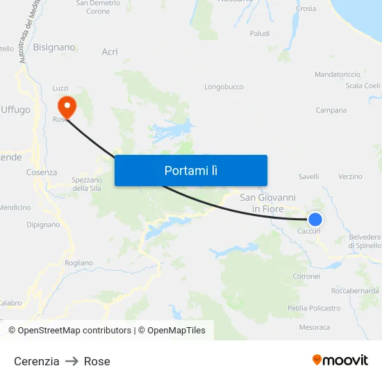Cerenzia to Rose map