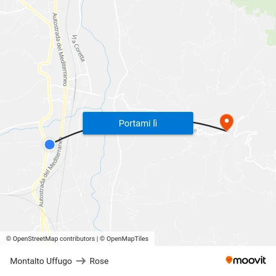 Montalto Uffugo to Rose map