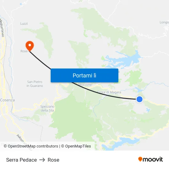 Serra Pedace to Rose map