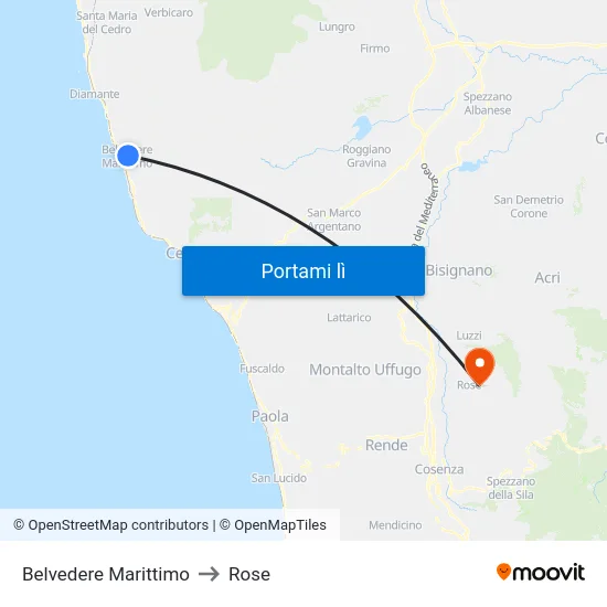 Belvedere Marittimo to Rose map