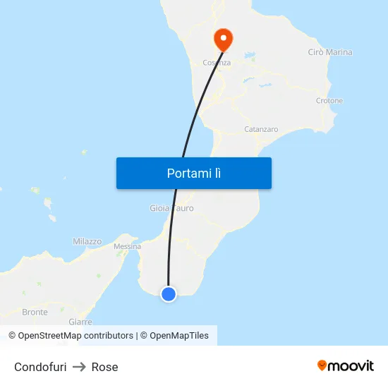 Condofuri to Rose map