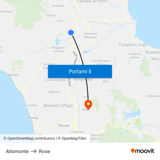 Altomonte to Rose map