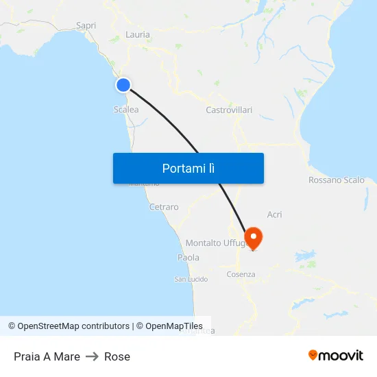 Praia A Mare to Rose map