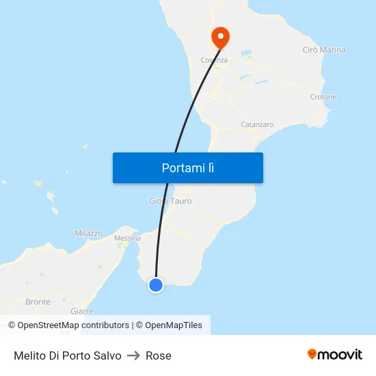 Melito Di Porto Salvo to Rose map