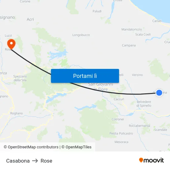 Casabona to Rose map