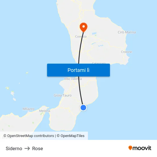 Siderno to Rose map