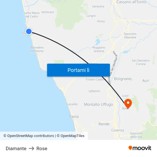Diamante to Rose map